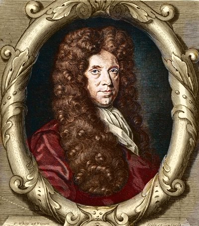 Portrett av Neremiah Grew (1641-1721). engelsk botaniker. av French School