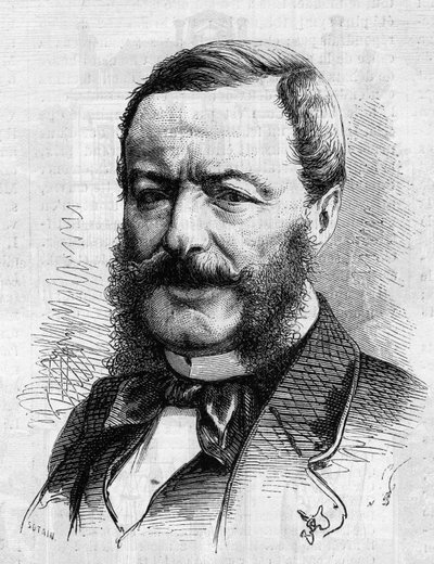 Portrett av Nestor Roqueplan (1804-1870), forfatter, journalist og administrator av franske teatre. Gravering i "" Le Monde Illustré"" nr. 681 av 30. april av French School