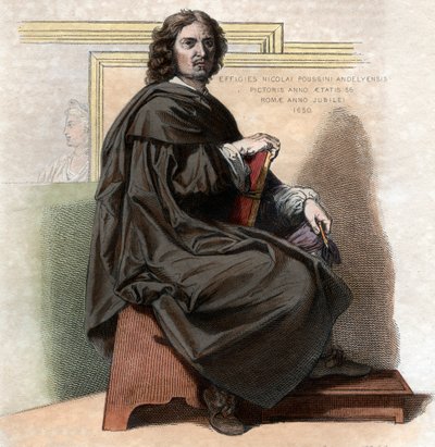 Portrett av Nicolas Poussin (1594-1665), fransk maler. av French School