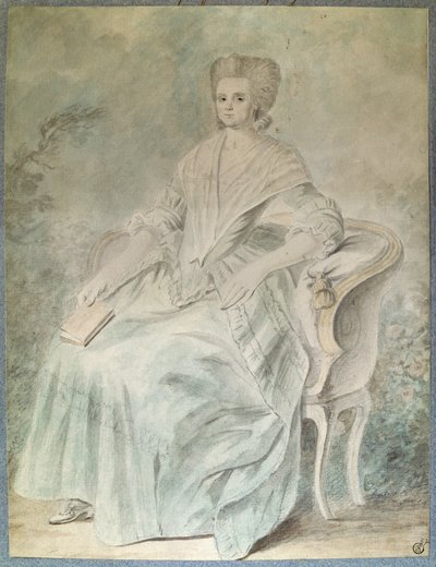 Portrett av Olympe de Gouges (enke Aubry også kjent som Marie Gouze) (Madame Aubry) (1748-1793) feminist, politiker og bokstavkvinne. Anonym 1700-talls akvarell. Dim. 0,21x 0,28 m. Paris, Louvre-museet av French School