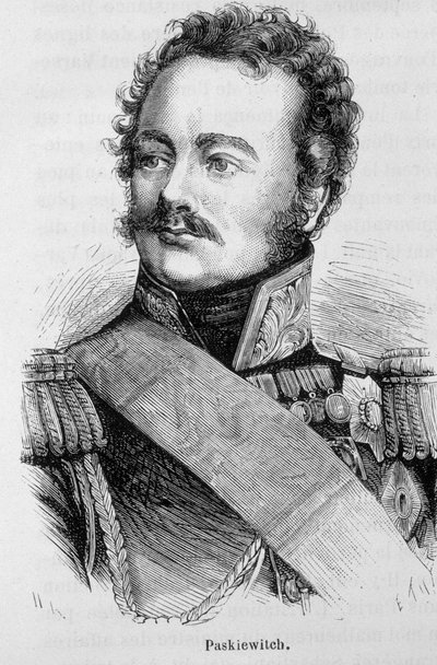 Portrett av Paskiewitch (eller Paskeevich), russisk marskalk (1782 - 1856) - i "" L'Histoire de France "" av Henri Martin av French School