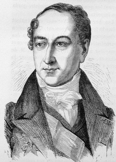 Portrett av Peyronnet (eller Peyronet), fransk politiker (1778 - 1854) - i "" L'Histoire de France"" av Henri Martin av French School