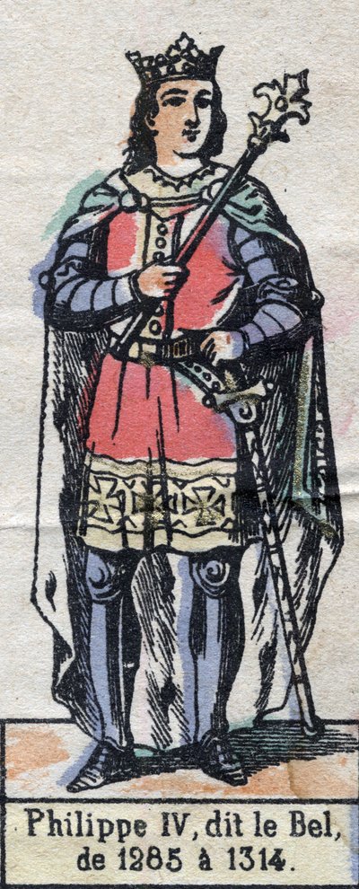 Portrett av Filip IV av Frankrike, kjent som Filip Belen (1268-1314) (kapeternes dynasti). Illustrasjon sent på 1800-tallet. av French School