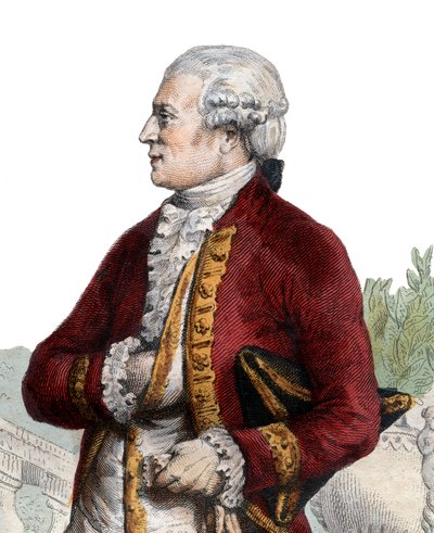 Portrett av Pierre Augustin Caron de Beaumarchais (1732-1799), fransk urmaker, oppfinner, musiker, diplomat og forfatter. av French School