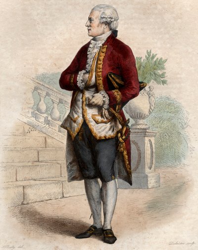 Portrett av Pierre Augustin Caron de Beaumarchais (1732-1799), fransk urmaker, oppfinner, musiker, diplomat og forfatter. av French School