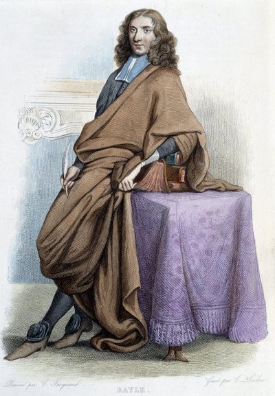Portrett av Pierre Bayle, fransk filosof og forfatter (1647-1706) - i "" Le Plutarque francais", av Mennechet av French School