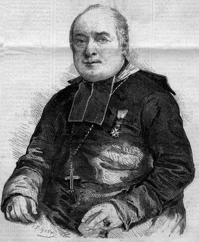 Portrett av Pierre Louis Coeur (1805-1860), biskop av Troyes. Gravering i "" Le Monde Illustré"" nr. 184 av 20. oktober 1860. av French School