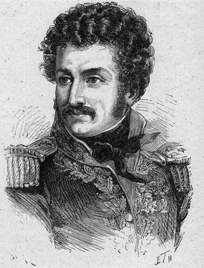 Portrait of Pierre Yriex (Pierre Yrieix) Daumesnil (1776-1832), French general during the First Empire and the Restoration - Engraving of 1889 - Private collection av French School
