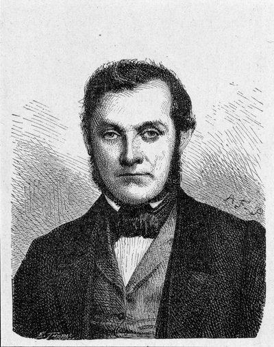Portrait of Robert Wilhelm Bunsen (1811 - 1899). German chemist.- in “” Album of Science; illustrious scientists; Great discoveries””” 1896. av French School