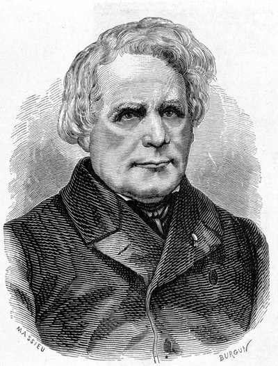 Portrett av Ruhmkorff Heinrich Daniel (1803 - 1877), bygger av fysikkinstrumenter (induksjonsapparatet), tysk mekaniker og elektriker - i "" Album of Science; berømte vitenskapsmenn; Store funn""" 1896. av French School