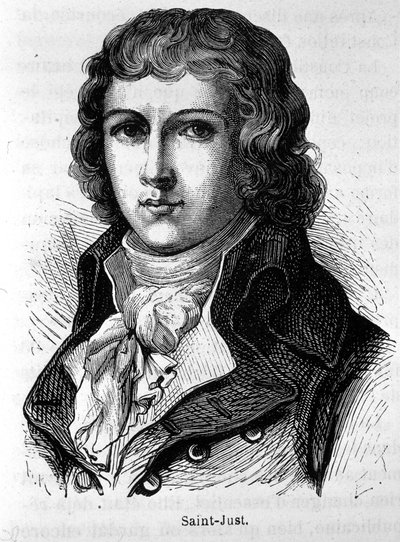 Portrett av Saint-Just (1767 - 1794) - i "" The History of France"" av Henri Martin av French School