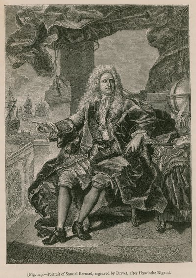 Portrett av Samuel Bernard, gravert av Drevet, etter Hyacinthe Rigaud av French School