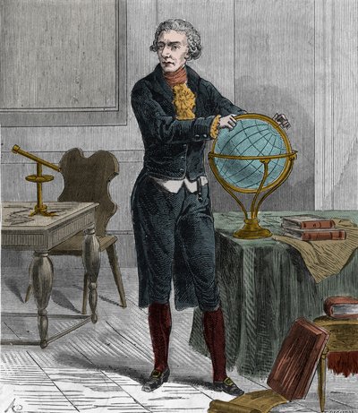 Portrett av Sir Friedrich Wilhelm Herschel (1738-1822), britisk tysk astronom og fysiker - Portrett av William Herschel tyskfødt britisk astronom - Gravering i "" Vitenskaper tilgjengelig for alle - populær fysikk og kjemi"" av Alexis Clerc - av French School