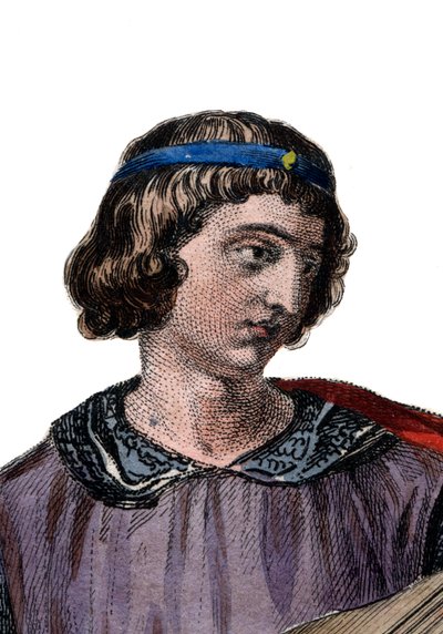 Portrett av Theobald I (1201-1253), greve av Champagne (som Theobald IV) fra fødselen og konge av Navarra fra 1234. av French School