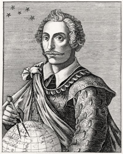 Portrett av Thomas Cavendish (1560-92) gravert av L Armessin av French School