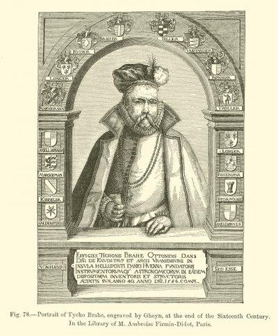 Portrett av Tycho Brahe, gravert av Gheyn, på slutten av det sekstende århundre (gravering) av French School