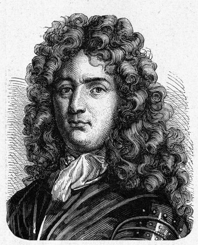 Portrait of Vauban (1633 - 1707). (Sébastien Le Prestre de Vauban) (Maréchal de France and military engineer) - in “” Album de la Science; illustrious scientists; Great discoveries””” 1896. av French School