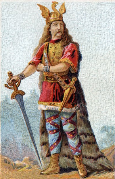 Portrett av Vercingetorix (72-46 f.Kr.), gallernes konge. Kromolitografi rundt 1890. av French School