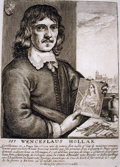 Portrett av Wenceslaus Hollar (1607-77) (gravering) av French School