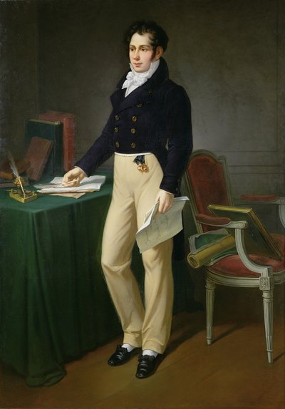 Portrett av en ung mann som holder Journal des Sourds-Muets et Aveugles, ca. 1830-40 av French School