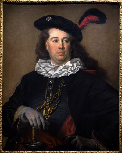 Portrett av en skuespiller eller en mann i maskeradekostyme, cirka 1785 av French School