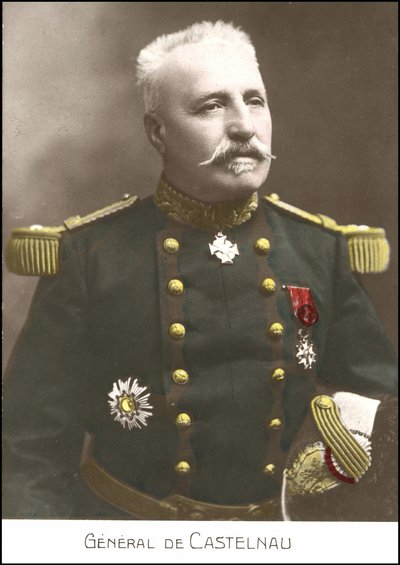 Portrett av den franske generalen Noel Edouard de Curieres de Castelnau (1851-1944). sd postkort fra 1900-tallet. av French School