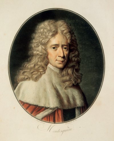 "Portrett av den franske filosofen og politiske mannen Charles de Secondat, Baron de la Brede og Montesquieu av French School