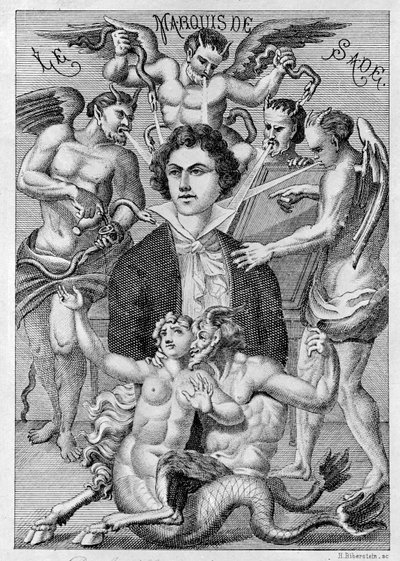 Portrett av Marquis de Sade, frontispice av 