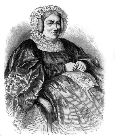 Portrett av Marquise de La Rochejaquelein (La Rochejaquelein) (nee Marie Louise Victoire de Donnissan eller Donissan) (1772-1857), fransk forfatter. Gravering fra 1858. av French School