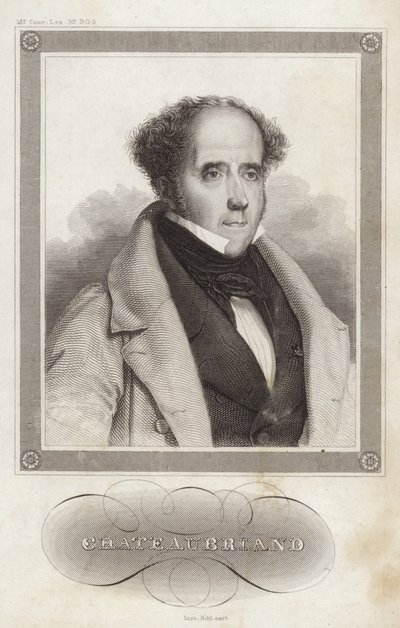 Portrett av Viscount de Chateaubriand av French School