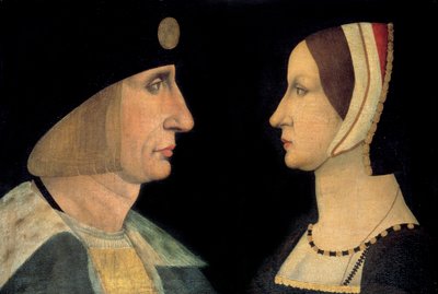 Portretter av kong Ludvig XII (1462-1515) og Anne av Bretagne (1477-1514) Dronning av Frankrike Anonymt maleri. Det 16. århundre. Sol. 0,31x0,49 m Chantilly, musee Conde. - Portretter av kong Ludvig XII (1462-1515) og Anne av Bretagne (1477-1514), dronning av French School