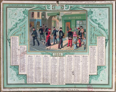 Postkontorkalender for 1884 av French School