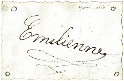 Postkort: Emilienne, datert 30. juni av French School