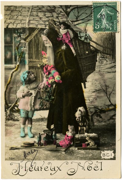 Postkort: Happy Christmas, Mary (trykt papir) av French School