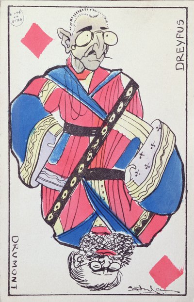 Postkortkarikaturer av Alfred Dreyfus (1859–1935) og Edouard Drumont (1814–1917), sent på 1800-tallet av French School