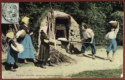 Postkort som viser en felles ovn, 1906 av French School