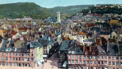 Postkort med utsikten fra Madeleine Tower, Besançon, ca. 1930 (farge litho) av French School