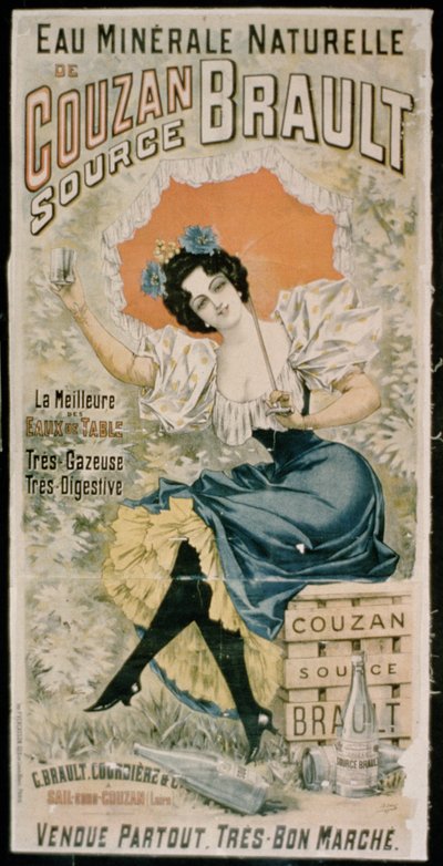Plakatreklame for Brault Natural Mineral Water fra Couzan av French School