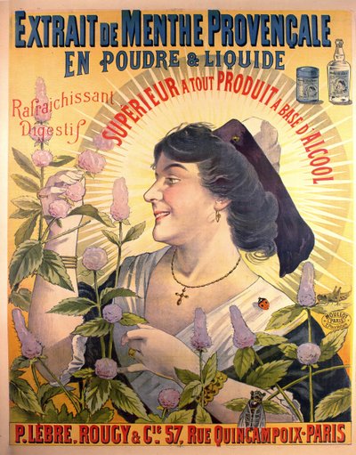 Plakatreklame Extrait de Menthe Provencale French Digestive av French School