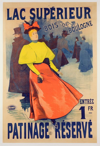 Plakat som reklamerer for en skøytebane på Lac superieur i Bois de Boulogne av French School