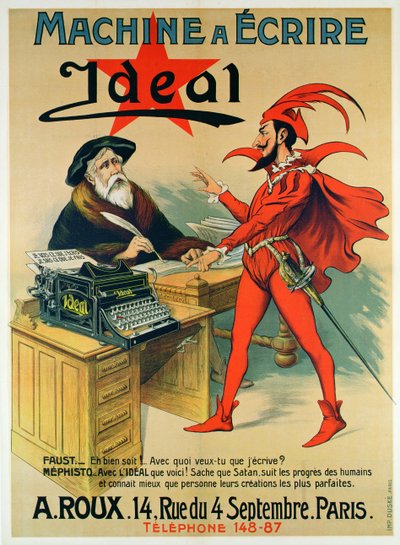 Plakat som reklamerer for den ideelle skrivemaskinen av French School