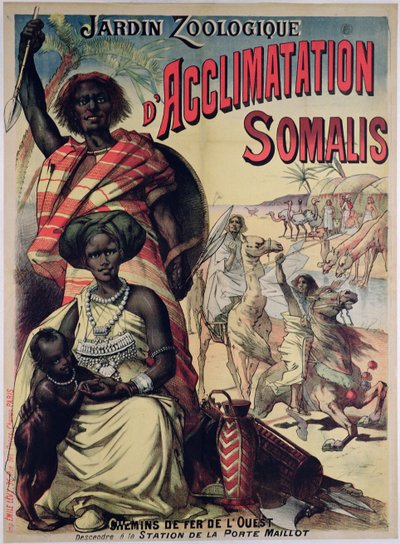Plakat som reklamerer for den somaliske parken ved Jardin Zoologique, Paris av French School