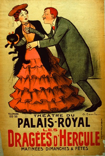 Plakat for #39;Les Dragées d#39;Hercule#39; på Theatre du Palais-Royal (fargelitografi) av French School