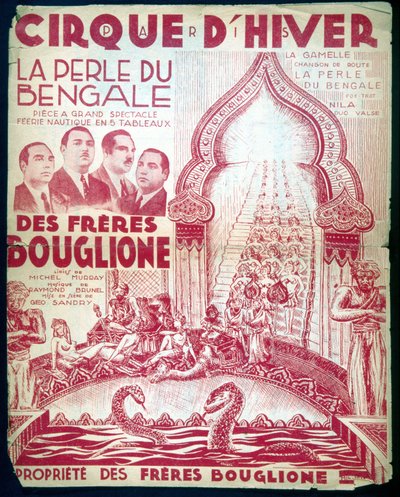 Plakat for showet til brødrene Bouglione "The Pearl of Bengal"" på Cirque d