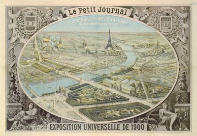 Plakat utgitt av Le Petit Journal for å annonsere for Exposition Universelle i Paris, 1900 av French School