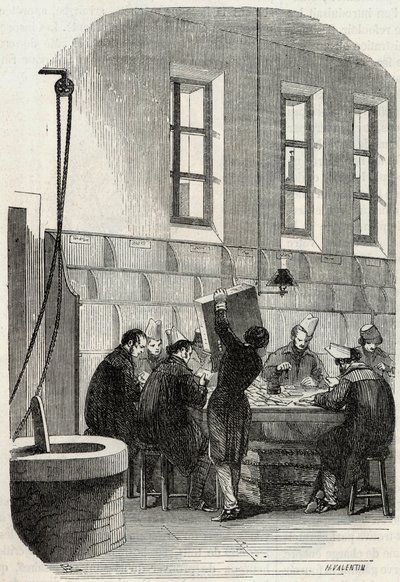 Innlegg: Sortering av brev for avdelinger og i utlandet - Gravering i "Tableau-de-Paris" av Edmond Texier 1852 av French School