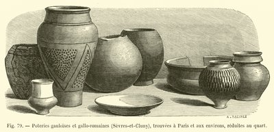 Gallisk og gallo-romersk keramikk, Sevres-et-Cluny, funnet i og rundt Paris, redusert til en fjerdedel av French School