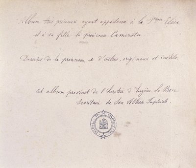 Edelt album som tilhørte prinsesse Elisa og datteren hennes Camerata (blekk på papir) av French School