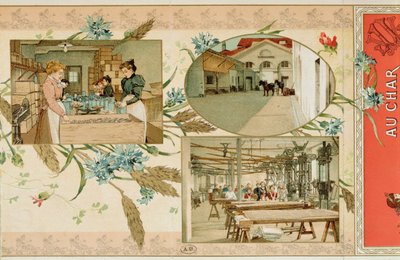 Tilberedning av pasta i en fabrikk, ca. 1900 av French School