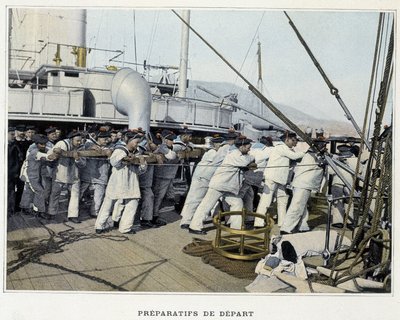 Forberedelser til avreise - i ""Militært album - Navy: Life on board" av French School